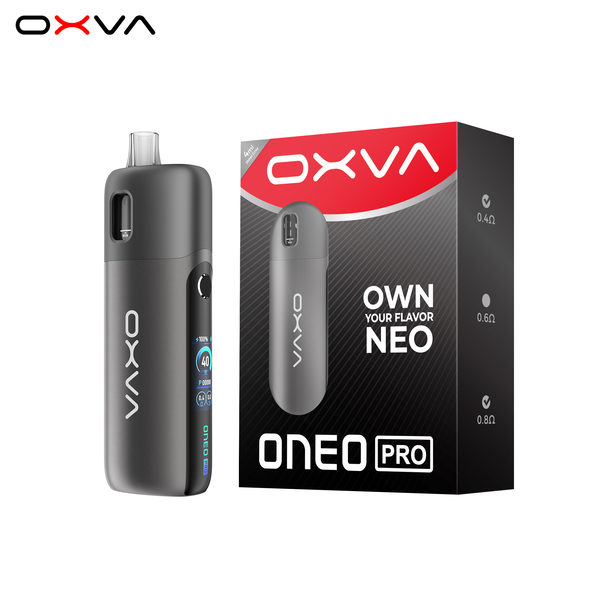 Steel-Gray OXVA ONEO PRO 奧尼奧 40W大小煙主機 (10月新品)
